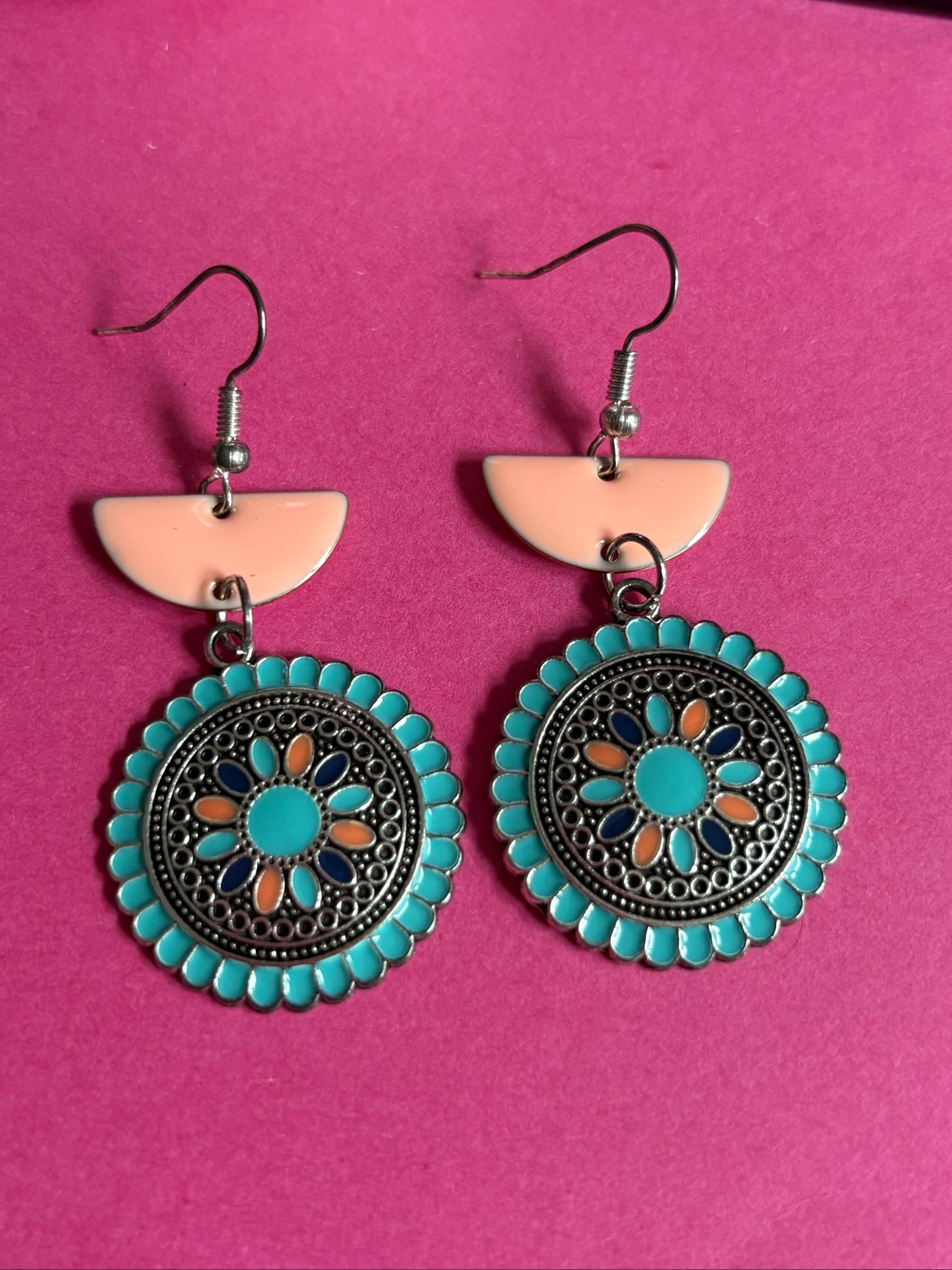Brincos de pendurar estilo Boêmio / Mandala – Esmalte Multicolorido – photo 3